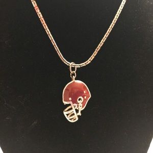 Red football helmet pendant necklace